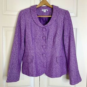 Purple Tweed Pendleton Blazer, Silk blend, Sz 10, Easter, Spring, Chanel style